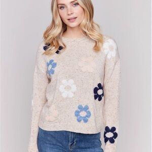 Floral Patterned Cream Sweater